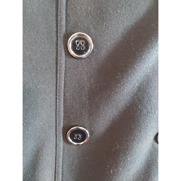 New Look Black Double Breasted Shiny Buttoned Belted Trench Fleece Pea Coat 2X - Picture 6 of 13